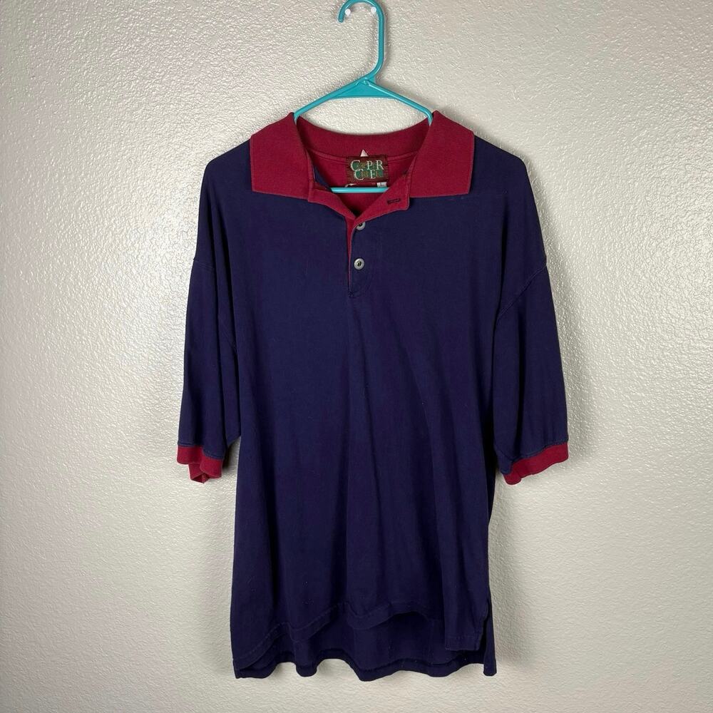 Vintage Copper Creek Men’s Size Large Blue Short Sleeve Shirt Oversize Collar